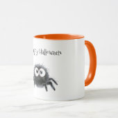ハロウィンのかわいい黒クモ マグカップ (正面右)