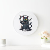 ハロウィンのかわいい黒猫、怖い猫、怒った猫 F ラージ壁時計 (ホーム)