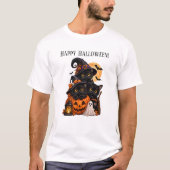 ハロウィンのかわいい黒猫 Tシャツ (正面)
