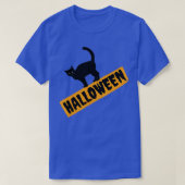 ハロウィンのかわいい黒猫 Tシャツ (デザイン正面)