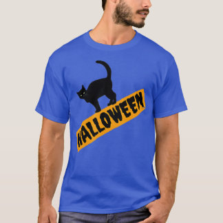 ハロウィンのかわいい黒猫 Tシャツ