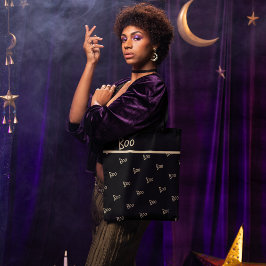 ハロウィンのかわいい「boo」タイポグラフィ トートバッグ