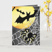 ハロウィンのくも及びこうもりカード カード (黄色い花)