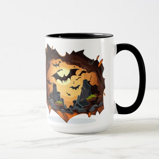 ハロウィンのこうもりが飛び出してくる マグカップ (右)