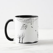 ハロウィンのこうもりとクモの森のホラー マグカップ (左)