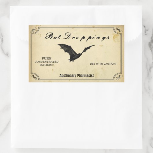 ハロウィンのこうもりの糞の薬剤師の注意のこうもり 長方形シール (バッグ)