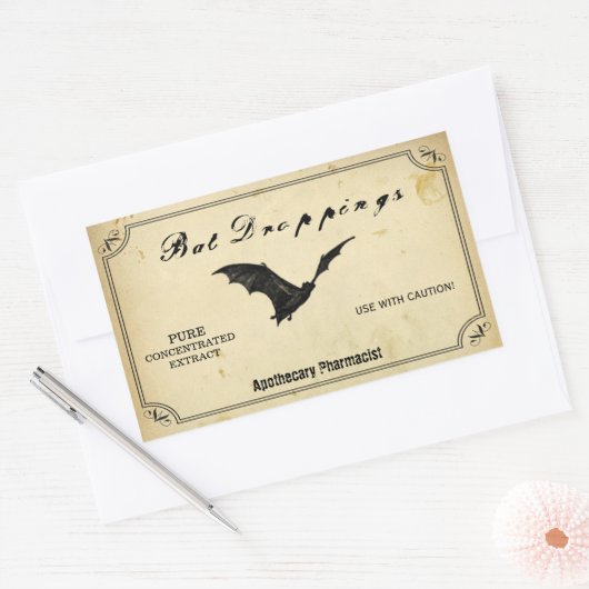 ハロウィンのこうもりの糞の薬剤師の注意のこうもり 長方形シール (封筒)