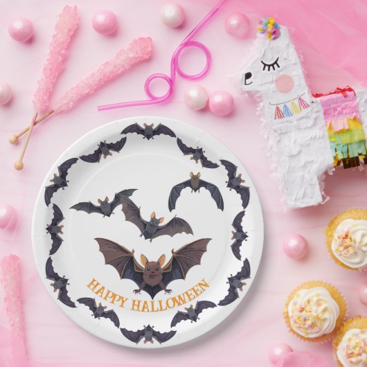 ハロウィンのこうもりの群不気味れ ペーパープレート (パーティー)