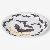 ハロウィンのこうもりの群不気味れ ペーパープレート (アングル)