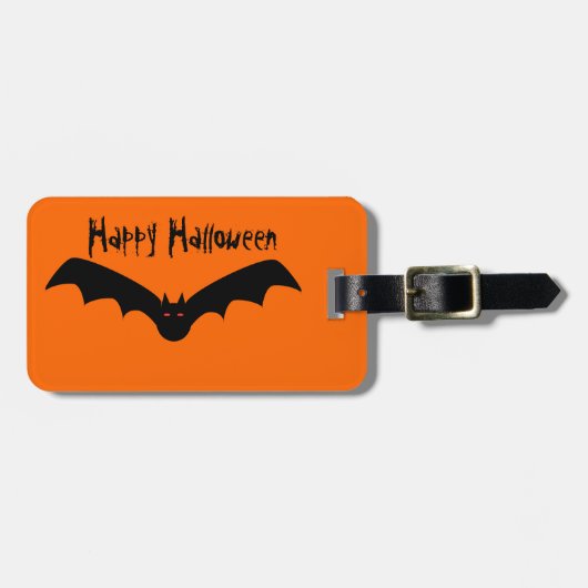 ハロウィンのこうもりの荷物のラベル ラゲッジタグ (正面横)