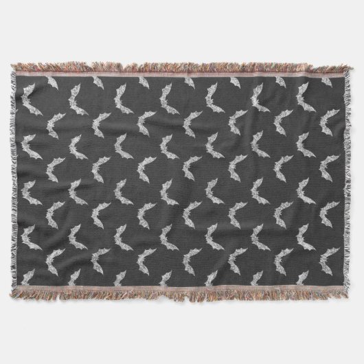 ハロウィンのこうもりの黒板パターン スローブランケット (正面)