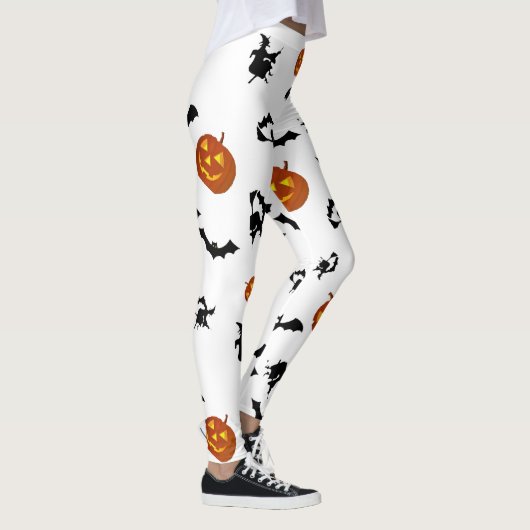 ハロウィンのこうもり、カボチャおよび魔法使いのレギンス レギンス (右)