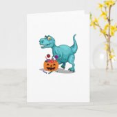 ハロウィンのこそこそする人の恐竜のおもしろいなハロウィンキャンデー カード (黄色い花)