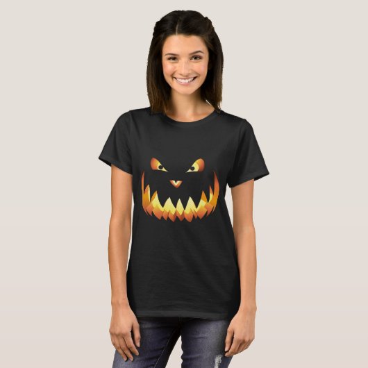 ハロウィンのためのカボチャの顔4 Tシャツ (正面フル)