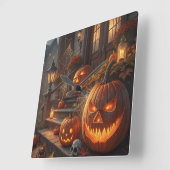 ハロウィンのためのカボチャの飾り|ユニーク&ファ スクエア壁時計 (傾斜)