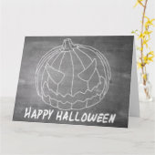 ハロウィンのためのカボチャ 6 黒板風デザイン カード (黄色い花)