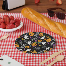 ハロウィンのためのキュートでクリーピーなスケルトン ペーパープレート