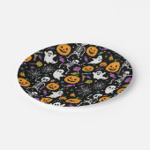 ハロウィンのためのキュートでクリーピーなスケルトン ペーパープレート (アングル)