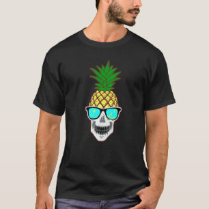 ハロウィンのためのクールなパイナップルスケルトン Tシャツ
