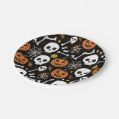 ハロウィンのためのスケルトンと骸骨 ペーパープレート (アングル)