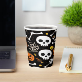ハロウィンのためのスケルトンと骸骨 紙コップ