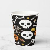 ハロウィンのためのスケルトンと骸骨 紙コップ (正面)