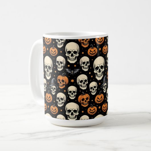 ハロウィンのためのドクロ コーヒーマグカップ (正面左)