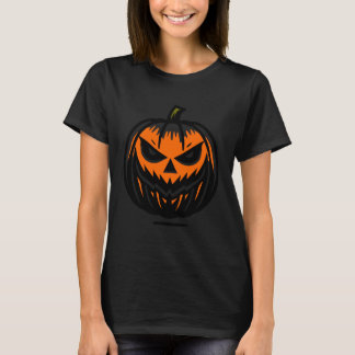 ハロウィンのための怖いハロウィンパンプキンおもしろデザイン Tシャツ