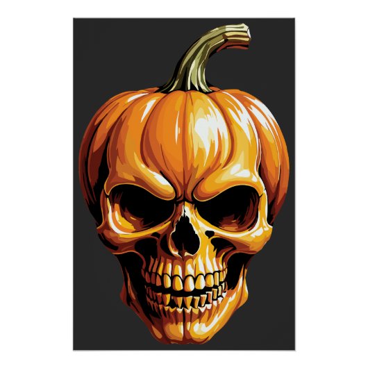 ハロウィンのための燃えるカボチャのドクロ ポスター (正面)