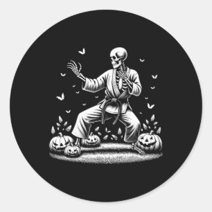 ハロウィンのための空手・柔道のスカル格闘家デザイン ラウンドシール