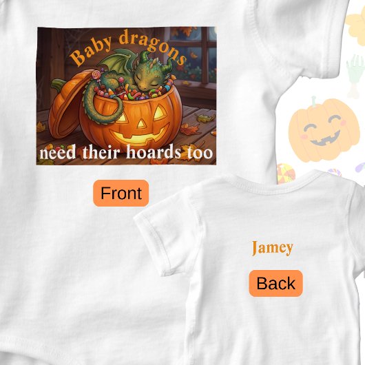 ハロウィンのとき、ベビードラゴンも宝物が必要 ベビーボディスーツ