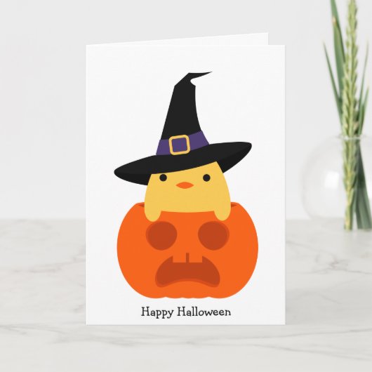 ハロウィンのひよこ(カスタマイズ可能な) カード (正面)