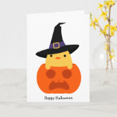 ハロウィンのひよこ(カスタマイズ可能な) カード (黄色い花)