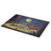 ハロウィンのまな板、魔法使い、黒、猫 カッティングボード (角)