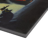 ハロウィンのまな板、魔法使い、黒、猫 カッティングボード (角)