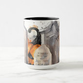 ハロウィンのまわりにの墓石を覗くカボチャ マグカップ (中央)