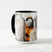 ハロウィンのまわりにの墓石を覗くカボチャ マグカップ (正面左)