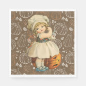 ハロウィンのりんご彫り少女 スタンダードランチョンナプキン (正面)