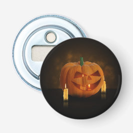 ハロウィンのろうそくをともしたカボチャのランタン 栓抜き