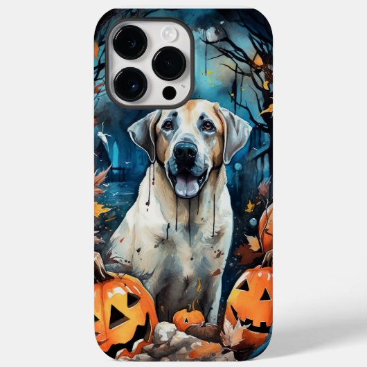 ハロウィンのアナトリアン・シェパードとカボチャの怖いデザイン Case-Mate iPhoneケース (裏面)