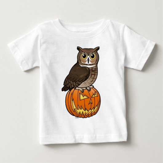 ハロウィンのアメリカワシミミズク ベビーTシャツ (正面)