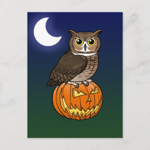 ハロウィンのアメリカワシミミズク ポストカード