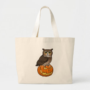 ハロウィンのアメリカワシミミズク ラージトートバッグ
