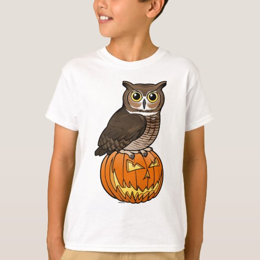 ハロウィンのアメリカワシミミズク Tシャツ (正面)