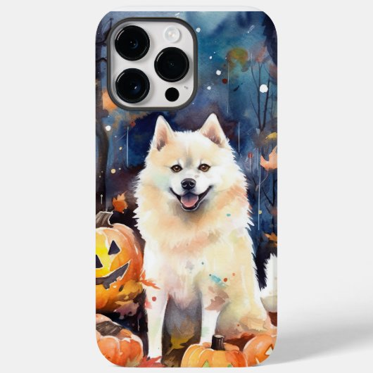 ハロウィンのアメリカン・アキタとカボチャの怖いデザイン Case-Mate iPhoneケース (裏面)
