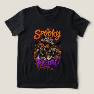 ハロウィンのアライグマ スケアリーな野生の少年 トライブレンドTシャツ