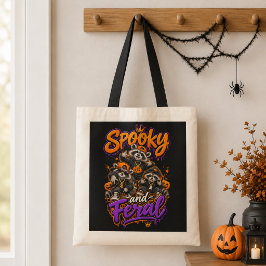 ハロウィンのアライグマ スケアードフェラル トートバッグ