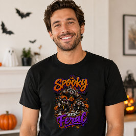 ハロウィンのアライグマ スケアードフェラル Tシャツ