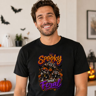 ハロウィンのアライグマ スケアードフェラル Tシャツ