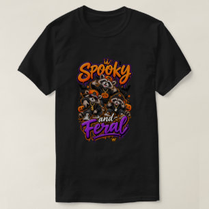ハロウィンのアライグマ スケアードフェラル Tシャツ